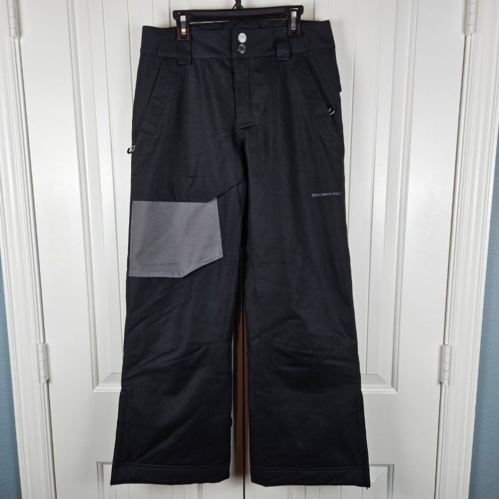 Obermeyer Boys Ski Snow Pants Black Size L Large Teen 14-16 Brisk Print